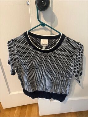 INDUSTRY Navy & White Short Sleeve Knit Top